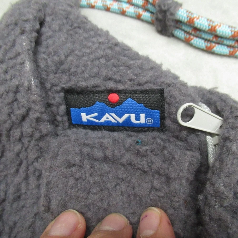 KAVU Rope Bag Unisex Mini Grey Sherpa Fleece‎ Sling Backpack Adjustable Strap